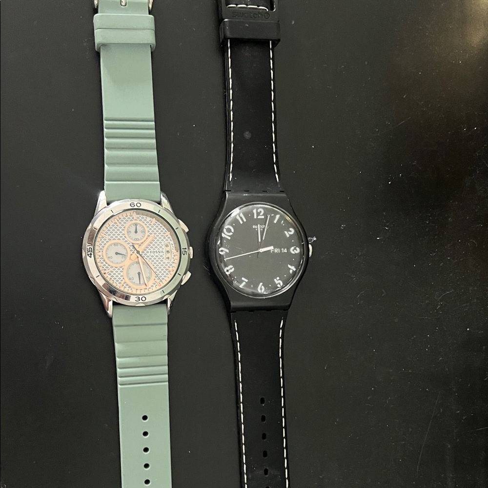 Fossil Mint Green and Silver Watch